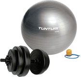 Tunturi - Fitness Set - Vinyl Halterset 15 kg  - Gymball Zilver 65 cm