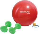 Tunturi - Fitness Set - Neopreen Dumbbellset 2 x 4 kg  - Gymball Rood 65 cm