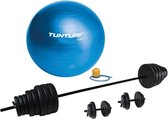 Tunturi - Fitness Set - Vinyl Barbell/Dumbbell Set 50Kg   - Gymball Blauw 75 cm