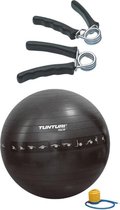 Tunturi - Fitness Set - Knijphalters 2 stuks - Gymball Zwart met Anti Burst 55 cm
