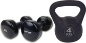 Tunturi - Fitness Set - Vinyl Dumbbell 2 x 5 kg - Kettlebell 4 kg