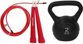 Tunturi - Fitness Set - Springtouw Rood - Kettlebell 2 kg