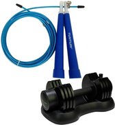 Tunturi - Fitness Set - Verstelbare Dumbbellset 12,5 kg - Springtouw Blauw