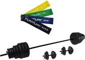 Tunturi - Fitness Set - Vinyl Barbell/Dumbbell Set 50Kg  - Weerstandsbanden 4 stuks