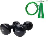 Tunturi - Fitness Set - Vinyl Dumbbell 2 x 5 kg - Springtouw Groen