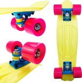 Happy Products - penny board voor meisjes en jongens - skateboard - longboard - pastel geel - 56cm - cruiser