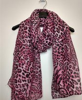 Lange dames sjaal Romana panter roze zwart
