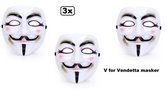 3x Masker Vendetta wit - Halloween| film| themafeest |movie |griezel| vendetta |Guy| V |creepy