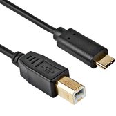 Câble USB C vers USB B | Plaqué or | 0,5 mètre | Noir | Allteq