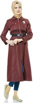 Dames hijab Trenchcoat - Dames Jassen - Kleur Bordeaux - Tesettur Giyim - Maat 44