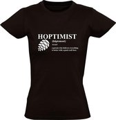 HOPTIMIST | Dames T-shirt | Zwart | Bier | Gebrouwen | Kroeg | Ambacht | Optimist | Cadeau