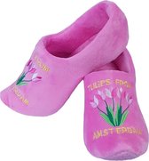 Elcee-Haly – Klomp sloffen – Roze Pantoffelklomp met Tulpen boeket – Warme sloffen – Roze – Maat 36/37
