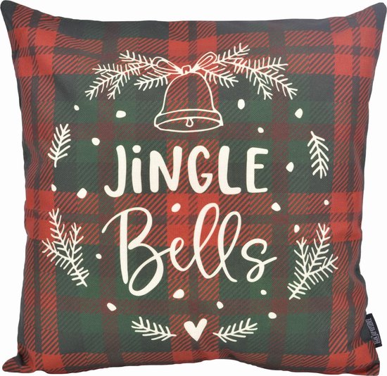 Kerst 'Jingle Bells' Kussenhoes | Katoen / Linnen | 45 x 45 cm