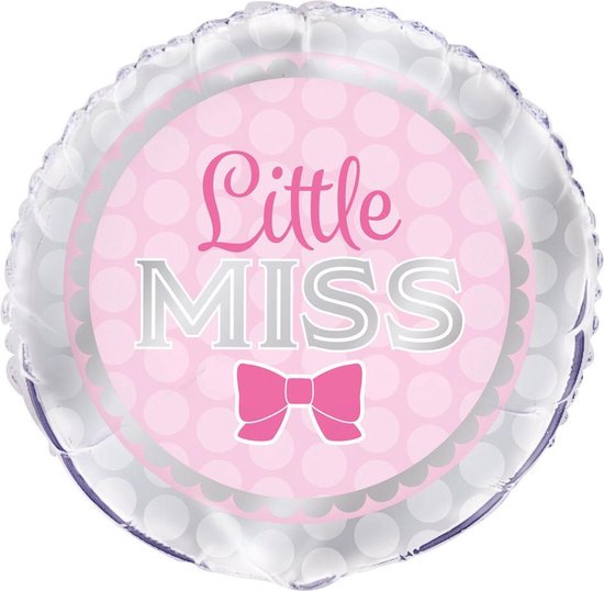 Folieballon ‘Little Miss’ Lichtroze - 45 Centimeter
