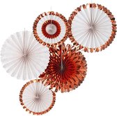 5 metallic roségouden rozet decoraties - Feestdecoratievoorwerp