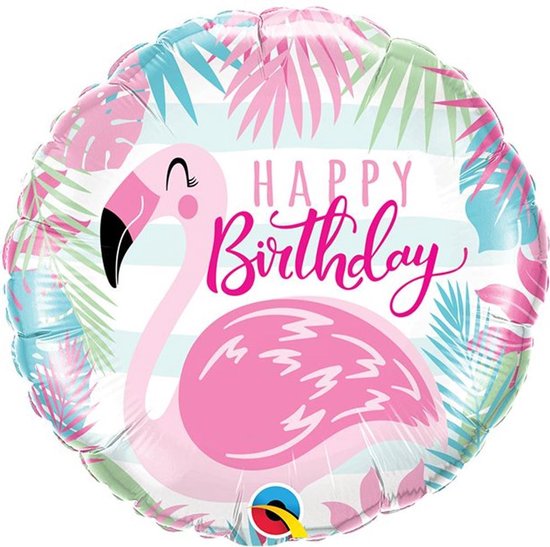 Folat Folieballon Happy Birthday Flamingo 45 Cm Roze