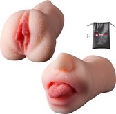 Quick Relief Luna™ - Pocket Pussy - Masturbator - 2 in 1 Mond & Vagina - Blowjob - Sex Toys voor Mannen - 21 cm + Handig Opbergzakje