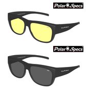 Combinatievoordeel Polar Specs® Overzet Nachtbril + Overzet Zonnebril PS5096 – Mat Black – Polarized – Large – Unisex