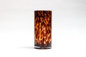 Housevitamin – Glazen vaas luipaard – amber/bruin – Cheetah vaas – 12x12x25cm