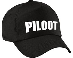 Piloot verkleed petje - zwart - voor kinderen - Carnaval - Piloten verkleedaccessoires - voor bij een kostuum