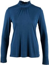 River Woods T-shirt met opstaande kraag met ruffles in blauw