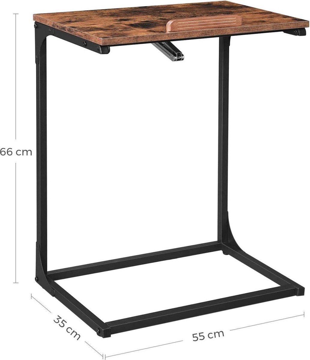 Table d'appoint pour ordinateur portable Dante avec roulettes - brun/noir  Industriel - Vasagle