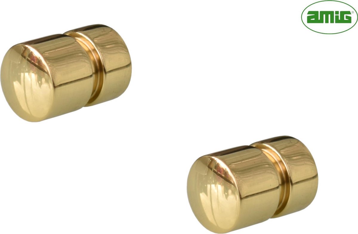 AMIG Meubelknop Kastknop Handgreep – 2 stuks – rond Ø18mm – gepolijst Messing
