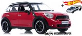 Mini Cooper S (Rood) (Radiografisch Bestuurbaar / Remote Control / Batterij niet inbegrepen)  (25 cm) 1/18 Jian Feng Yuan Toys + Hot Wheels Miniatuurauto + 3 Unieke Auto Stickers! - Model aut