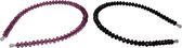 Jessidress® Hoofdband Diademen Dames Haar Diadeem met Kralen Chique Haarband - Fushia/Zwart