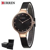 Dames horloge – Quartz - Ø32mm - Zwart/Rosé - Curren ® – 1 jaar garantie - 3 ATM waterdicht