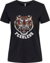 Only T-shirt Onlkita Life Reg S/s Tiger Top Box 15243490 Black/fearless Dames Maat - S