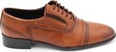 Veterschoenen- Nette Heren schoenen 1195- Leather- Cognac- Maat 41