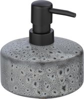 Zeepdispenser grijs met zwart / zeep pompje voor vloeibare zeep