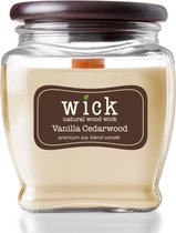 Colonial Candle – Wick Vanilla Cederwood - 425 gram | geurkaars sojablend | 60 tot 90 branduren | houten knisperlont | fris en houtig | bergamot, tangerine, frisse lucht, leer, geranium en pa