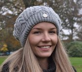 Hats&Co Franse oversize muts met wol - licht grijs