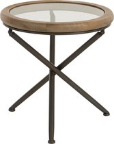 J-Line Tafel Rond Hout/Glas Bruin Small