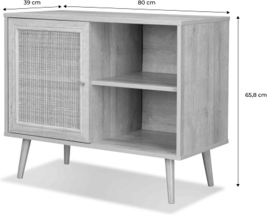 Buffet Alice's Garden Bohème - 120x39x70cm - 3 portes - Bois et rotin