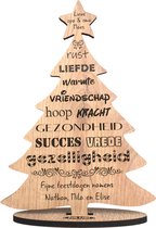 Kerstmis - gepersonaliseerde houten wenskaart - kaart van hout - kerst - luxe uitvoering met eigen naam