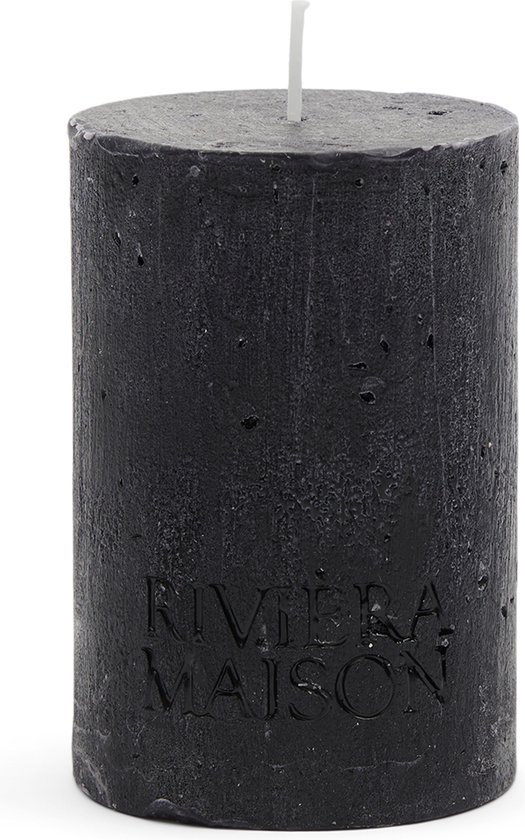 Riviera Maison Stompkaars Zwart - Pillar Candle Rustic - Zwart - 7x10 cm