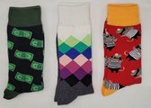 Crazy Soxx - 3 paar vrolijke Sokken - Grappige Sokken - Funny Socks - Humor - Happy