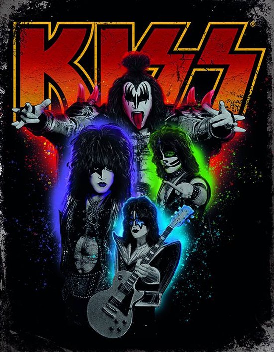 Metalen Wandbord - Kiss the band - 31.5 x 40.5 cm