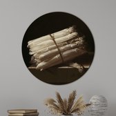 Muurcirkel Stilleven met Asperges -Wanddecoratie - Foto op Forex  - Schilderij van Adriaen Coorte  - Diameter  Ø60 cm