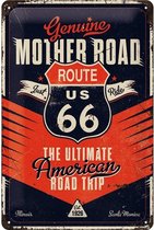 3D metalen wandbord "Route us 66" 20x30cm