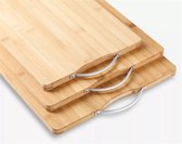 Bamboe snijplanken met handvat - set 3 stuks - Verschillende maten