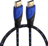 HDMI kabel van By Qubix - HDMI kabel 0.5 meter - HDMI 1.4 versie - High Speed - HDMI 19 Pin Male naar HDMI 19 Pin Male Connector Cable - Nylon blue line