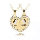 Bixorp Friends BFF Ketting voor 2 met Goudkleurig Hartje Pinguin - Vriendschapsketting Meisjes - Best Friends Ketting Vriendschap Cadeau voor Twee