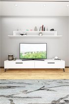 Wood House TV Meubel Sinetra - Tv-kast - Tv Lowboard - Tv-tafel - Tv Meubels - Hout en Metaal - Design - Wit - 120x30x45 cm