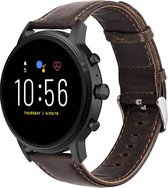 Leren smartwatch bandje - geschikt voor Fossil Gen 5 / Gen 5e 44mm / Gen 6 44mm - donkerbruin