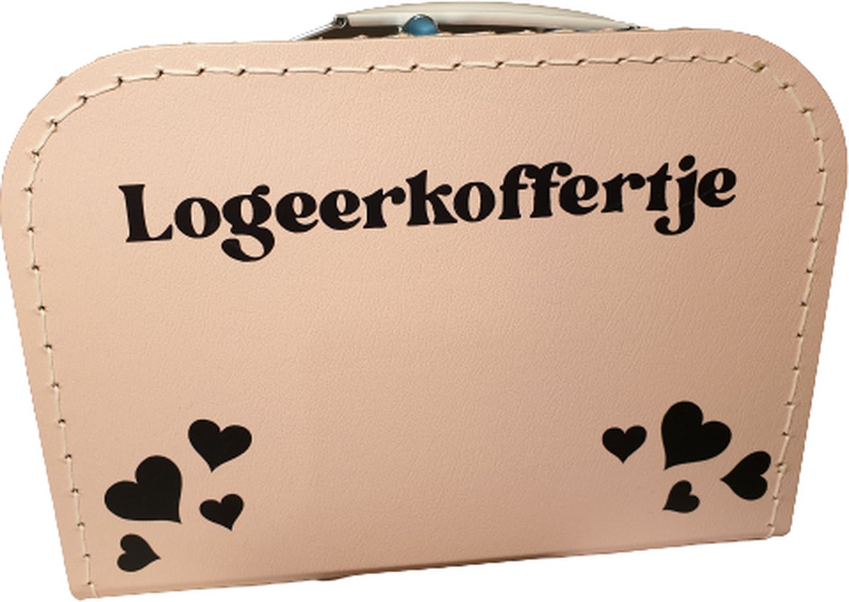 Goedkoopste Kinderkoffertje Logeerkoffertje met hartjes 25 cm. Licht roze