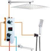 Dakta® Regendouche | LED Temperatuur Display | Douche | Kraan | Douchekraan | Complete set | Inbouw | Badkamerkraan